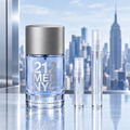 Carolina Herrera 212 Men NYC bottle with 5 ml and 10 ml plain clear travel spray vials