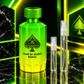 Jo Milano Game of Spades Bonus EDP bottle with 5 ml and 10 ml plain clear travel spray vials