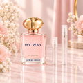 Giorgio Armani My Way EDP bottle with 5 ml and 10 ml plain clear travel spray vials