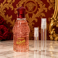 Versace Red Jeans EDT bottle with 5 ml and 10 ml plain clear travel spray vials