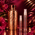 Mykonos Marbella Extrait de Parfum bottle with 5 ml and 10 ml plain clear travel spray vials