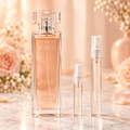 Calvin Klein Eternity Moment EDP bottle with 5 ml and 10 ml plain clear travel spray vials