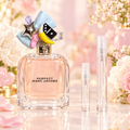Marc Jacobs Perfect EDP bottle with 5 ml and 10 ml plain clear travel spray vials