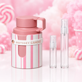 Armaf Odyssey Candee EDP bottle with 5 ml and 10 ml plain clear travel spray vials