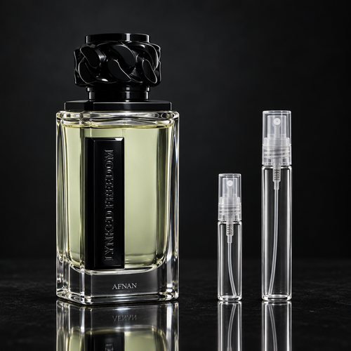 Afnan Lynked Freedom bottle with 5 ml and 10 ml plain clear travel spray vials