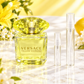 Versace Yellow Diamond EDT bottle with 5 ml and 10 ml plain clear travel spray vials