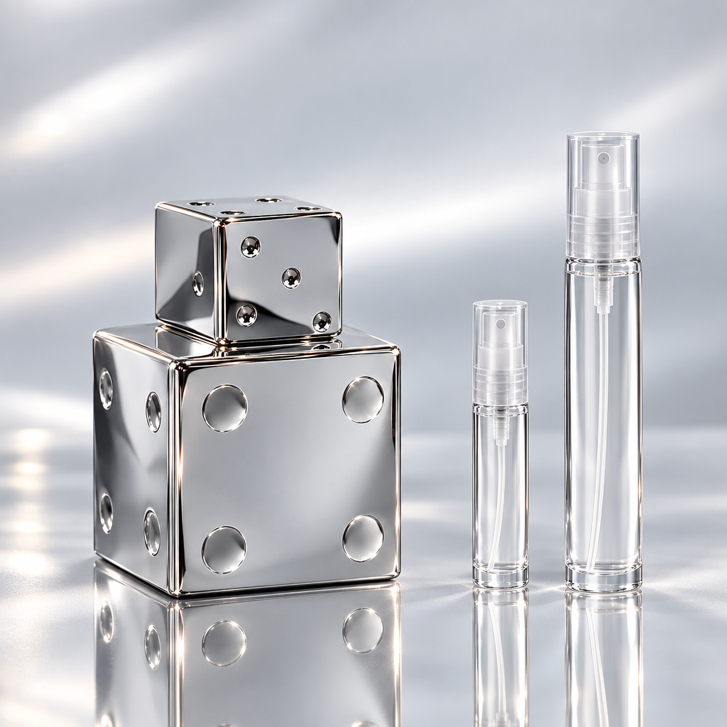 Billie Eilish Your Turn bottle with 5 ml and 10 ml plain clear travel spray vials