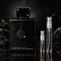 Armaf Club de Nuit Intense Man bottle with 5 ml and 10 ml plain clear travel spray vials