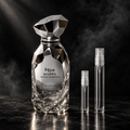 Arabiyat Prestige Marwa Extrait de Parfum bottle with 5 ml and 10 ml plain clear travel spray vials