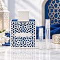 Rayhaan Azul EDP bottle with 5 ml and 10 ml plain clear travel spray vials