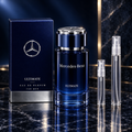 Mercedes-Benz Ultimate EDP bottle with box and 5 ml and 10 ml plain clear travel spray vials